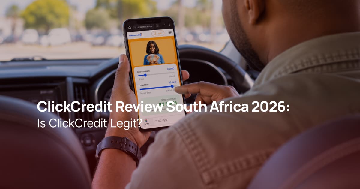 South African man viewing ClickCredit loan options on his phone